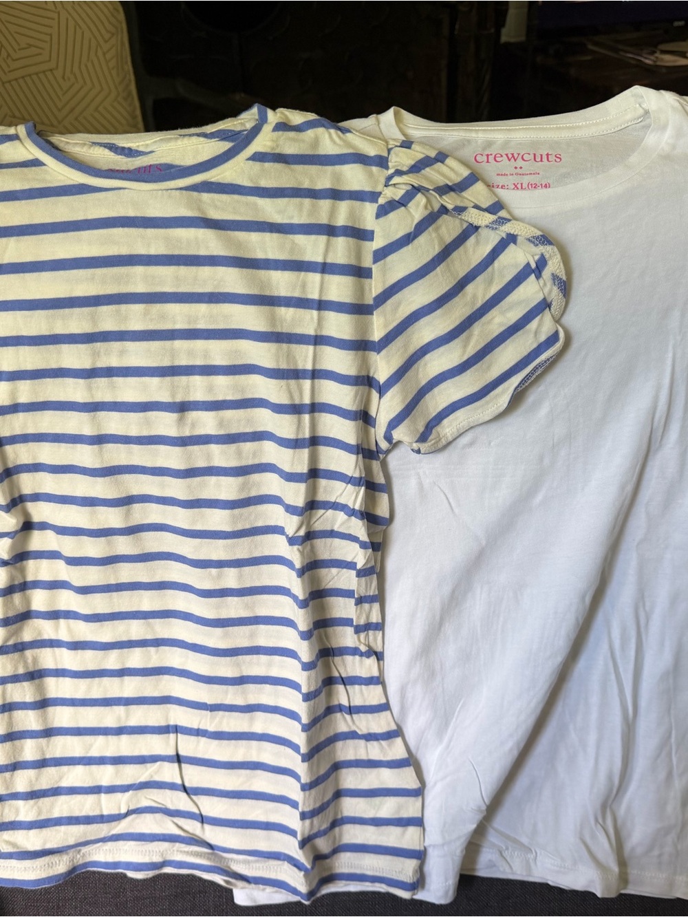 Lot of 2 crewcuts Girls' Blue Stripe Tee and White Tee Set